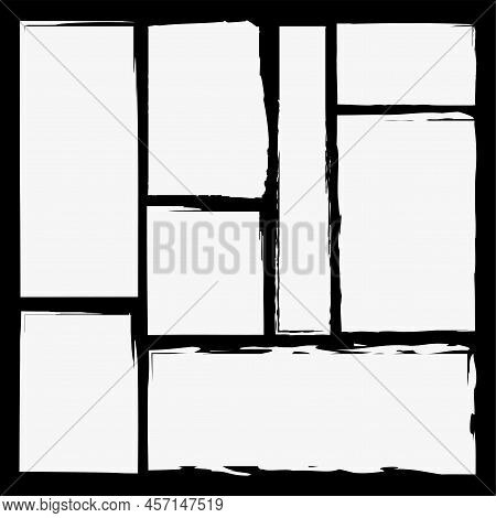 Vintage Abstract Rectangular Brush. Edge Frame. Watercolor Brush Texture. Vector Illustration. Stock