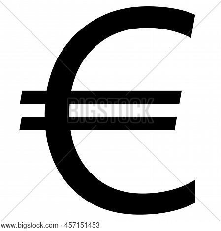 European Union Euro Eur Currency Sign Silhouette Front View Isolated On White Background. Currency B