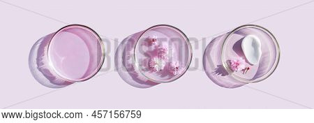 Petri Dish With Cosmetic Samples On A Light Background