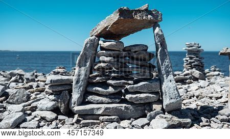 Stone Figures On The Beach Of The Sorve Peninsula In The Ojessaare Nature Reserve. Estonia, Saaremaa
