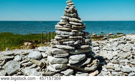 Stone Figures On The Beach Of The Sorve Peninsula In The Ojessaare Nature Reserve. Estonia, Saaremaa