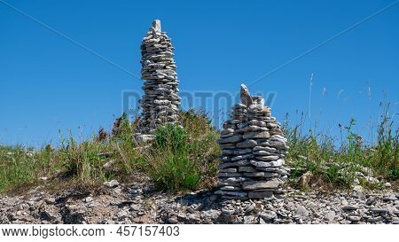 Stone Figures On The Beach Of The Sorve Peninsula In The Ojessaare Nature Reserve. Estonia, Saaremaa
