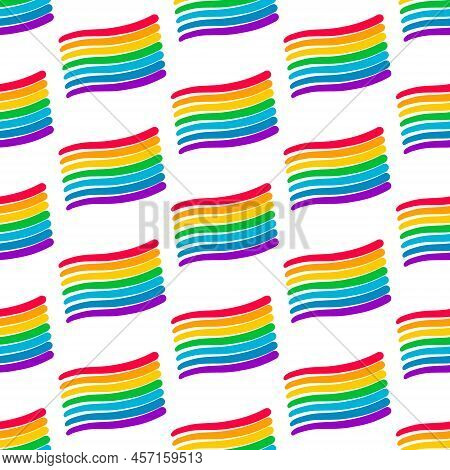 Rainbow Flag Homosexual Symbol Hand Drawn Seamless Pattern Simple On White Font