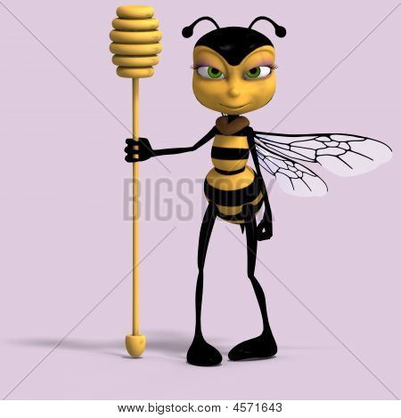 Render muito doce de uma abelha em amarelo e preto com Clipping Path