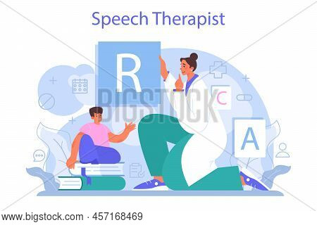 Speech Therapist Concept. Didactic Correction And Speech Treatment Idea