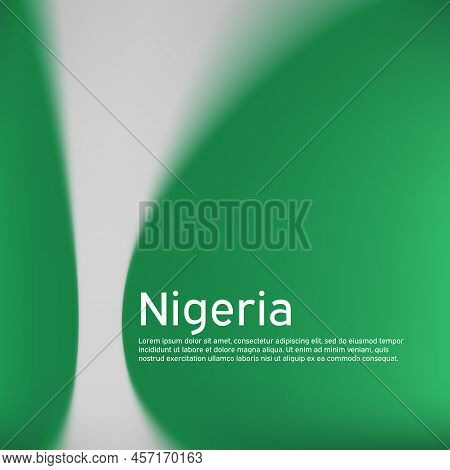 Nigeria Flag Background. Blurred Pattern In The Colors Of The Nigerian Flag, Business Booklet. Natio