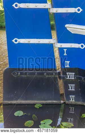 Ruther Of A Historic Ship In The Canal Of Haren, Germany