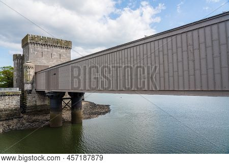 Historic Robert Stephenson Railway Bridge Leading To The Ancient Castle In Conwy North Wales