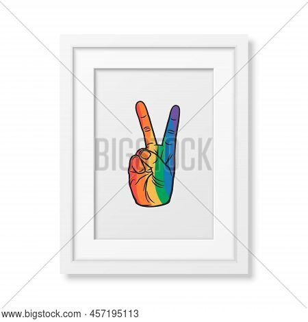 Peace Sign, Hand Gesture. Vector Design For T-shirt, Plackard Print, Pride Month Celebrate Concept. 