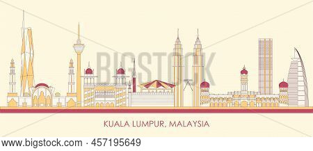 Cartoon Skyline Panorama Of City Of Kuala Lumpur, Malaysia - Vector Illustration