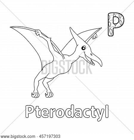 This Abc Vector Image Shows A Pterodactyl Coloring Page. It Is Isolated On A White Background. Perfe