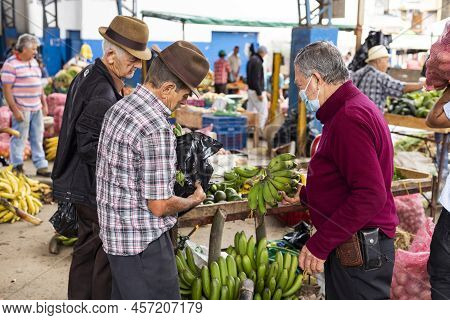 El Santurio, Antioquia - Colombia. June 26, 2022. Exhibition Of Fruits And Vegetables In A Tradition