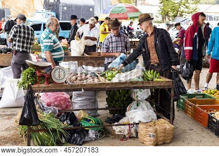 El Santurio, Antioquia - Colombia. June 26, 2022. Traditional Market Square Of The Colombian Town Wh