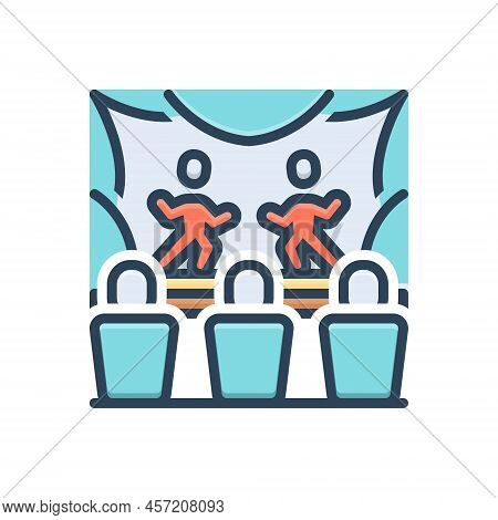 Color Illustration Icon For Dramatic Choreographic Thespian Dramaturgic Thearther Performance Entert