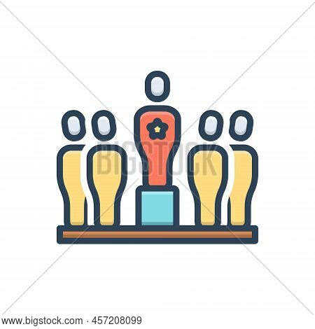Color Illustration Icon For Impressive Powerful Influential Effective Important Notable Splendid Aud