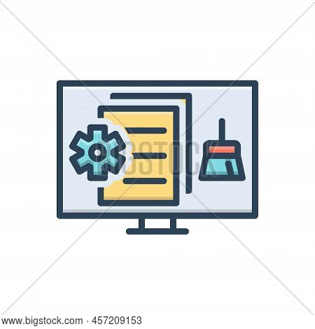 Color Illustration Icon For Cached Hideout Clear Cleaner Storage Database Delete History Browser Bro