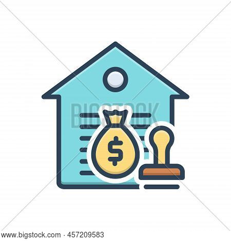 Color Illustration Icon For Loan Borrow Advance Permission-to-borrow Mortgage Debenture Lending Mone