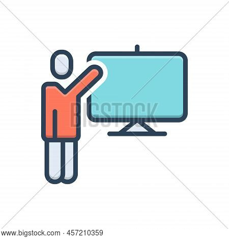 Color Illustration Icon For Demo Affectedness Exhibition Show Tryout Trial Concept Lecture Human
