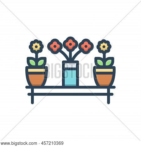 Color Illustration Icon For Florist Gardener Flower-shop Bouquet Decorative Flower Flower-dealer Flo