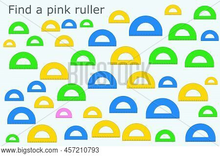 Find A  Pink Ruller.  Worksheet For Preschool Kids, Kids Activity Sheet, Printable Worksheet .