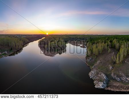 Confluence Of The Iset And Kamenka Rivers In The City Kamensk-uralskiy. Iset And Kamenka Rivers, Kam