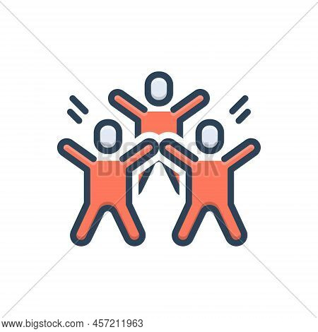 Color Illustration Icon For Excitement Furor Dance Enjoying Enjoy Happy People Expression Together C