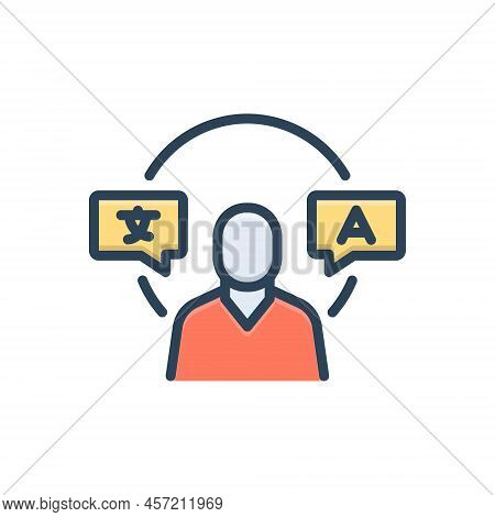 Color Illustration Icon For Interpretation Explanation Elucidation Translation Foreign Language Tran