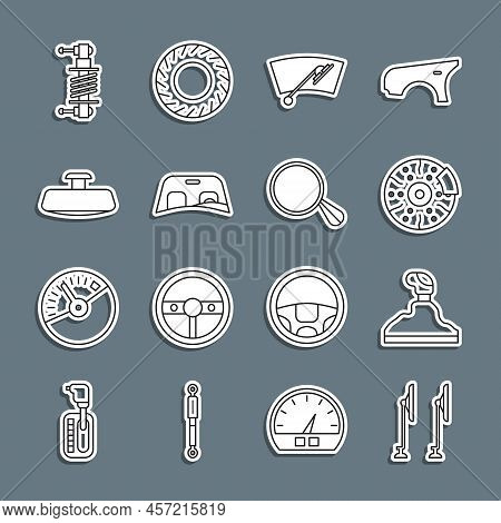 Set Line Windscreen Wiper, Gear Shifter, Car Brake Disk With Caliper, Windscreen, Mirror, Shock Abso