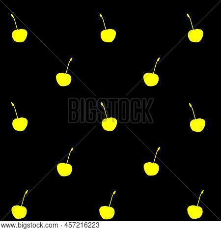 Juicy Bright Cherry Twigs, Color Illustration, Pattern