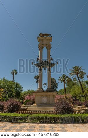 Christopher Columbus Monument In Murillo Park, Seville, Spain