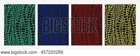 Vector Seamless Black And White Pattern Of Snake And Crocodile Skin On An Isolated White Background.