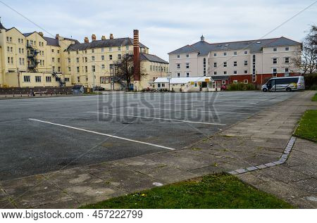 Llandudno, Uk. Apr 10, 2022. The Large Coach Park And Drop Off Point On Mostyn Broadway Is Empty