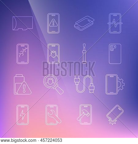 Set Line Shockproof Phone, Phone Repair Service, Smartphone, Glass Screen Protector, System Bug Mobi