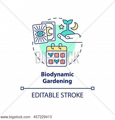 Biodynamic Gardening Concept Icon. Sowing And Planting Calendar. Gardening Type Abstract Idea Thin L