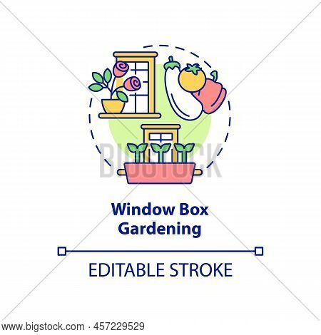 Window Box Gardening Concept Icon. Windosill Containers. Gardening Method Abstract Idea Thin Line Il