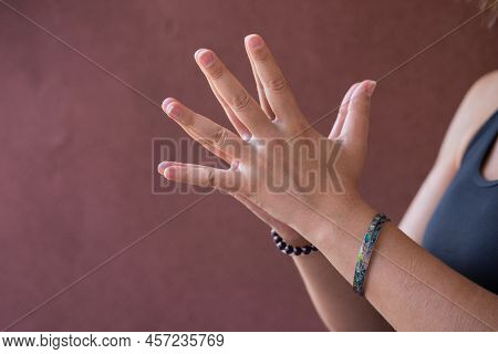 Hands In Yoga Mudra Symbolic  And Spiritual Gesture In Yoga.