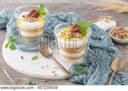Natas Do Ceu Is A Traditional Portuguese Dessert Made With Cream, Eggs And Biscuits Decorated With P
