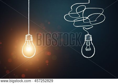 Idea Concept, Creative Bulb Sign, Innovations. Keep It Simple Business Concept For Project Managemen