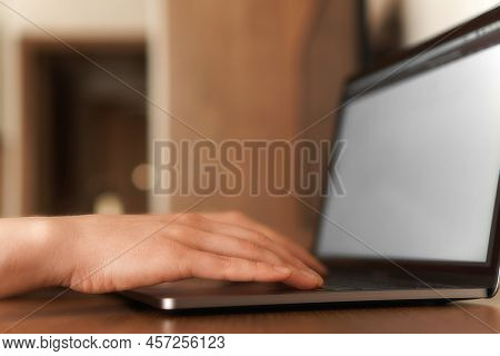 Female Hands Typing Numbers On Laptop. Investment Analysis, Trading Concept. Technology, Digitalizat
