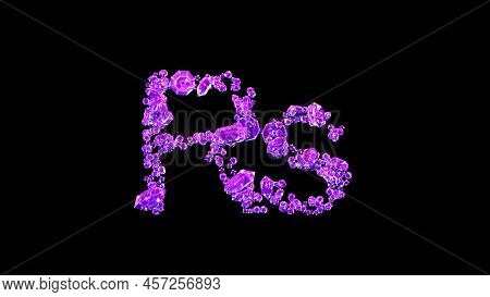 Rupee Symbol Made Of Rose Fashion Diamonds Or Symbol On Black, Isolated - Object 3d Rendering