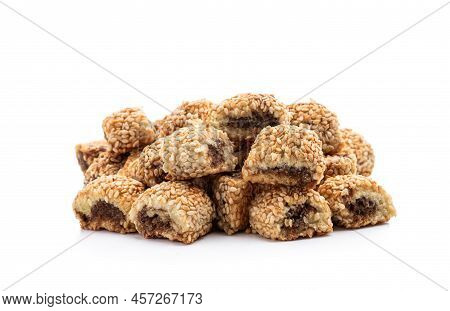 Maamoul  Arabic Cookies Stuffed With Dates Isolated On White