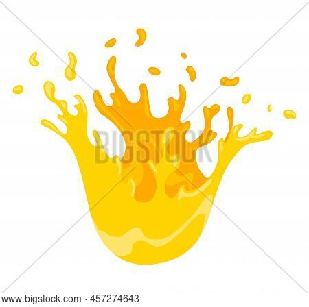 Squirt Splashe. Colourful Flowing Spattering. Splattered Pure Juice Or Liquid. Drops With Abstract F
