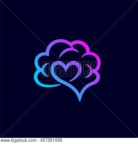 Brain Love Logo With Simple Concept, Brain Love Logo