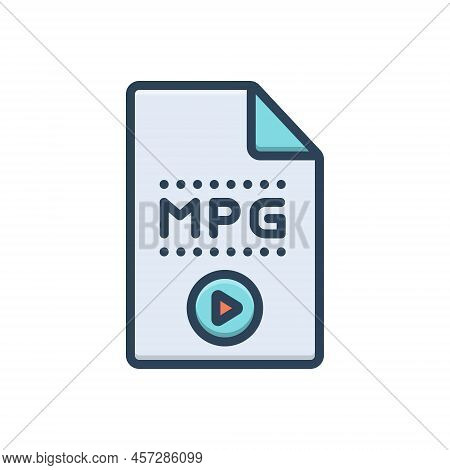 Color Illustration Icon For Mpg File Video Audio Format Movie Document Folder Multimedia