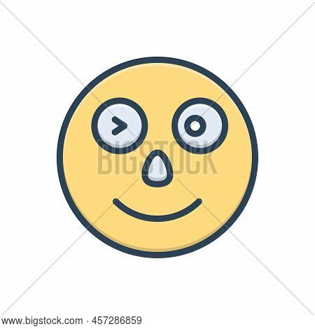 Color Illustration Icon For Blink Winking Smile Nap Doze Slumber Dormancy Flicker Comic Expression