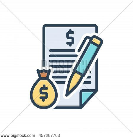 Color Illustration Icon For Grant Permit Afford Concede Charity Application Donation Certificate Mon