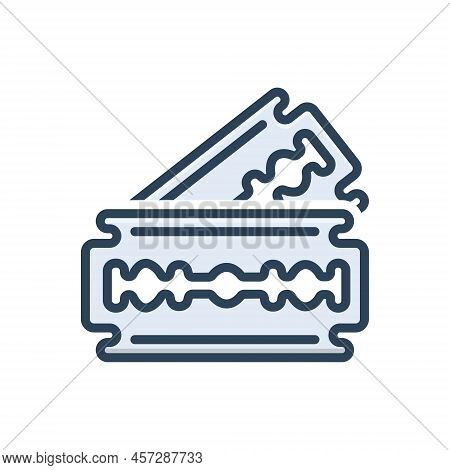 Color Illustration Icon For Blades Razor Cut Danger Metal Razorblade Sharp Barber Object Stainless