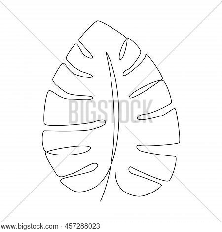 Monstera Leaf Line Art. Contour Drawing. Minimalism Art. Modern Decor.