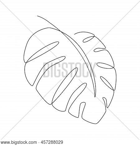 Monstera Leaf Line Art. Contour Drawing. Minimalism Art. Modern Decor.