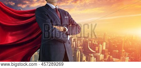 Business Superhero. Mixed Media, Business Growth Concept
